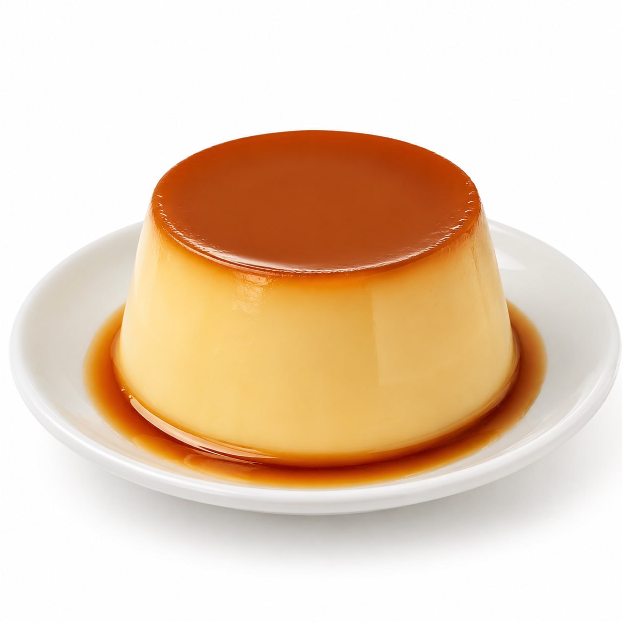 Puding karamel gula jawa di piring putih
